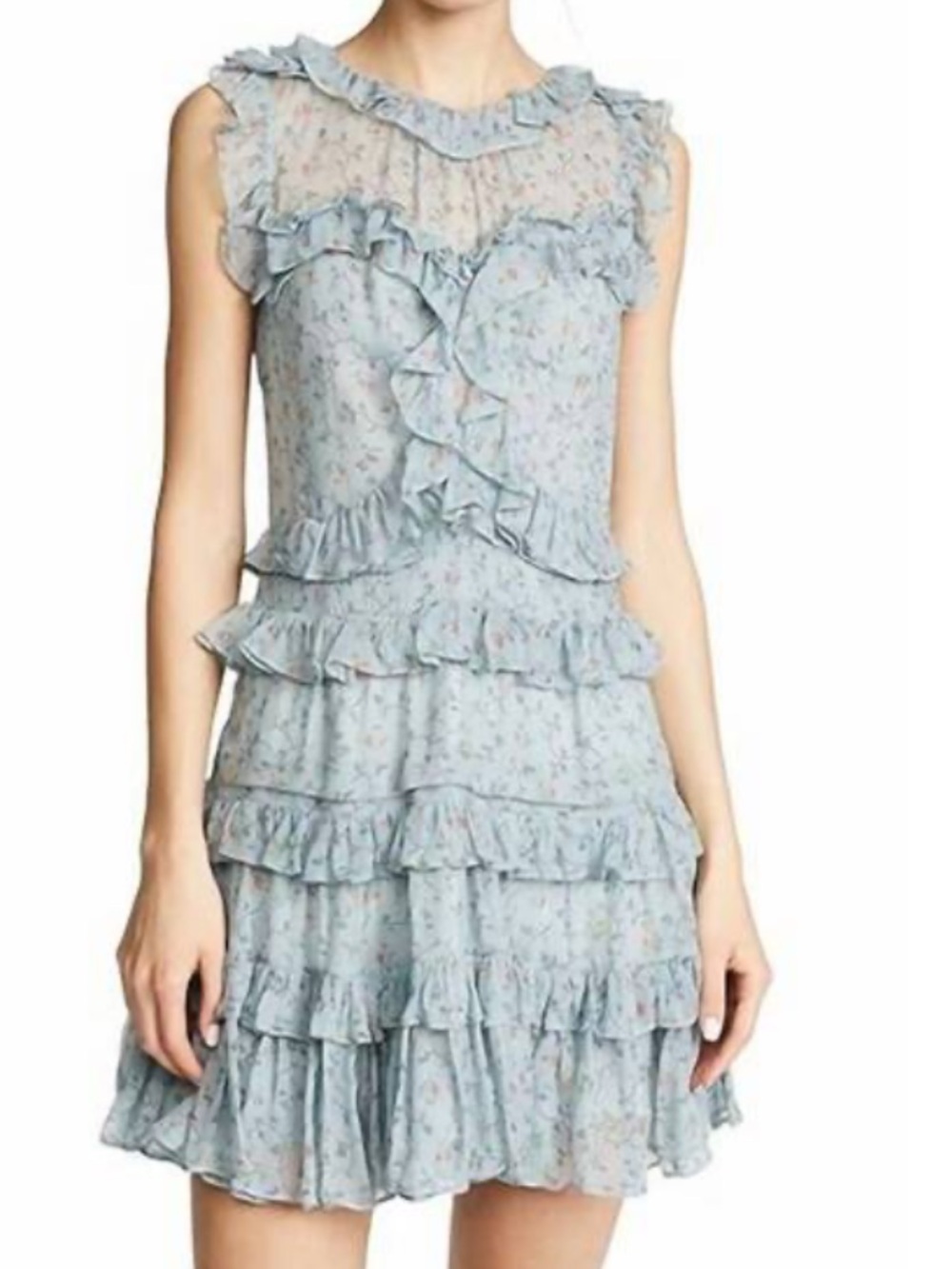 Rebecca Taylor Light Blue Floral Silk dress